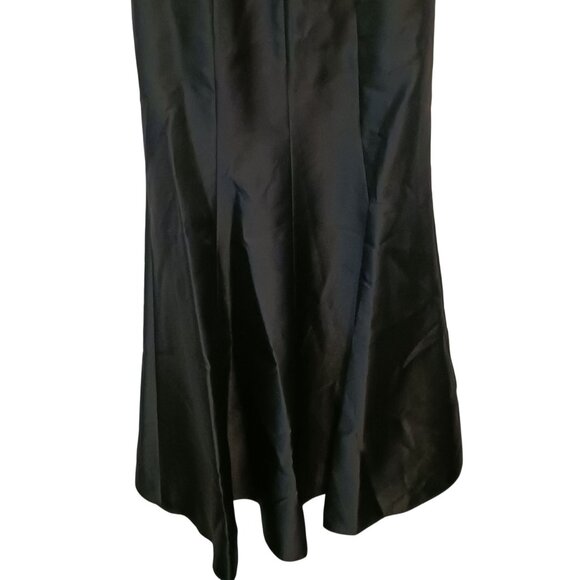 NEW Alfred Sung Jewel Neck Bowed Open-Back Trumpet Dress w/ Front Slit, Black, 0 - Picture 8 of 15